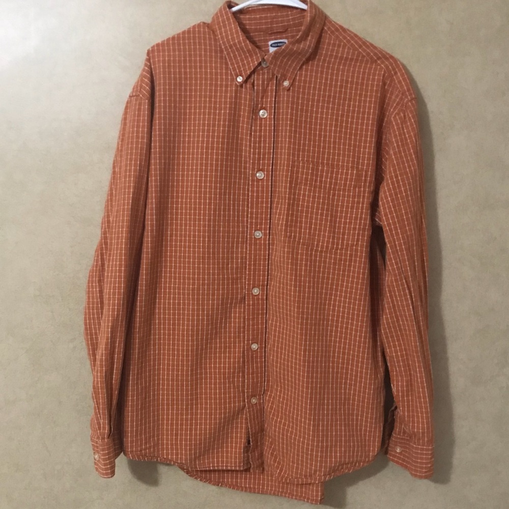 Men’s Old Navy Orange Plaid Button Down